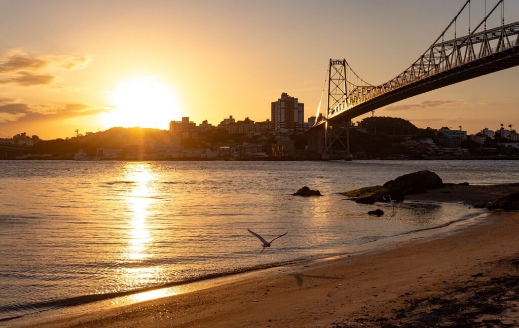 bridge, florianópolis, sunset